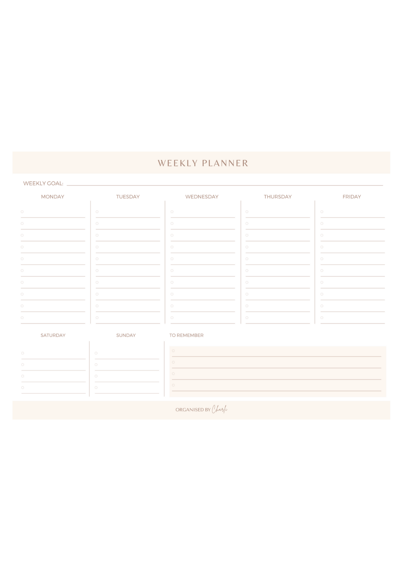 Weekly Planner Notepad – Organised By Charli