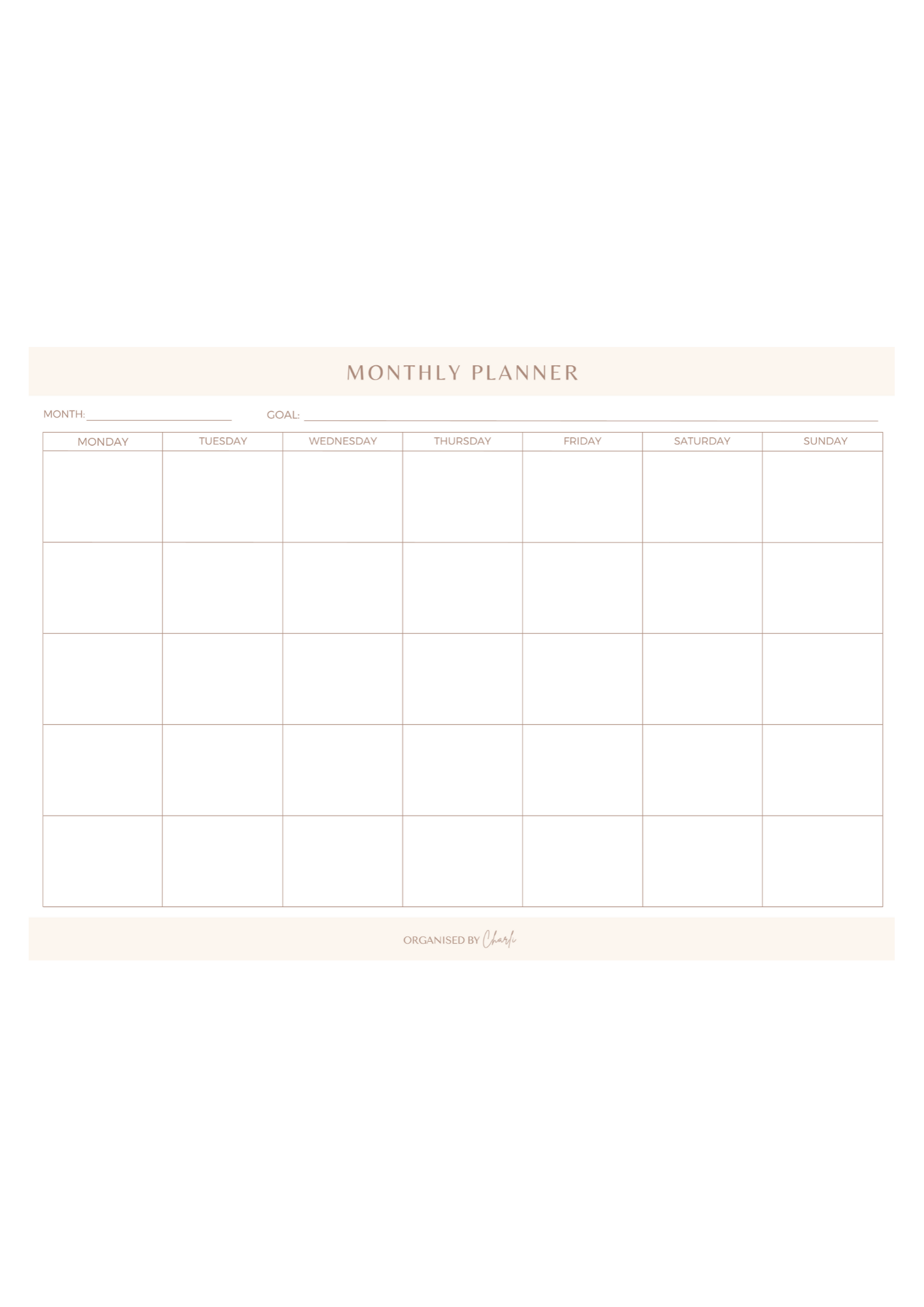 Monthly Desktop Planner Notepad